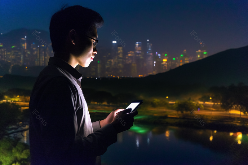 商务男士夜晚看手机,高清,摄影图,摄影图片,图片大全,摄影图免费下载